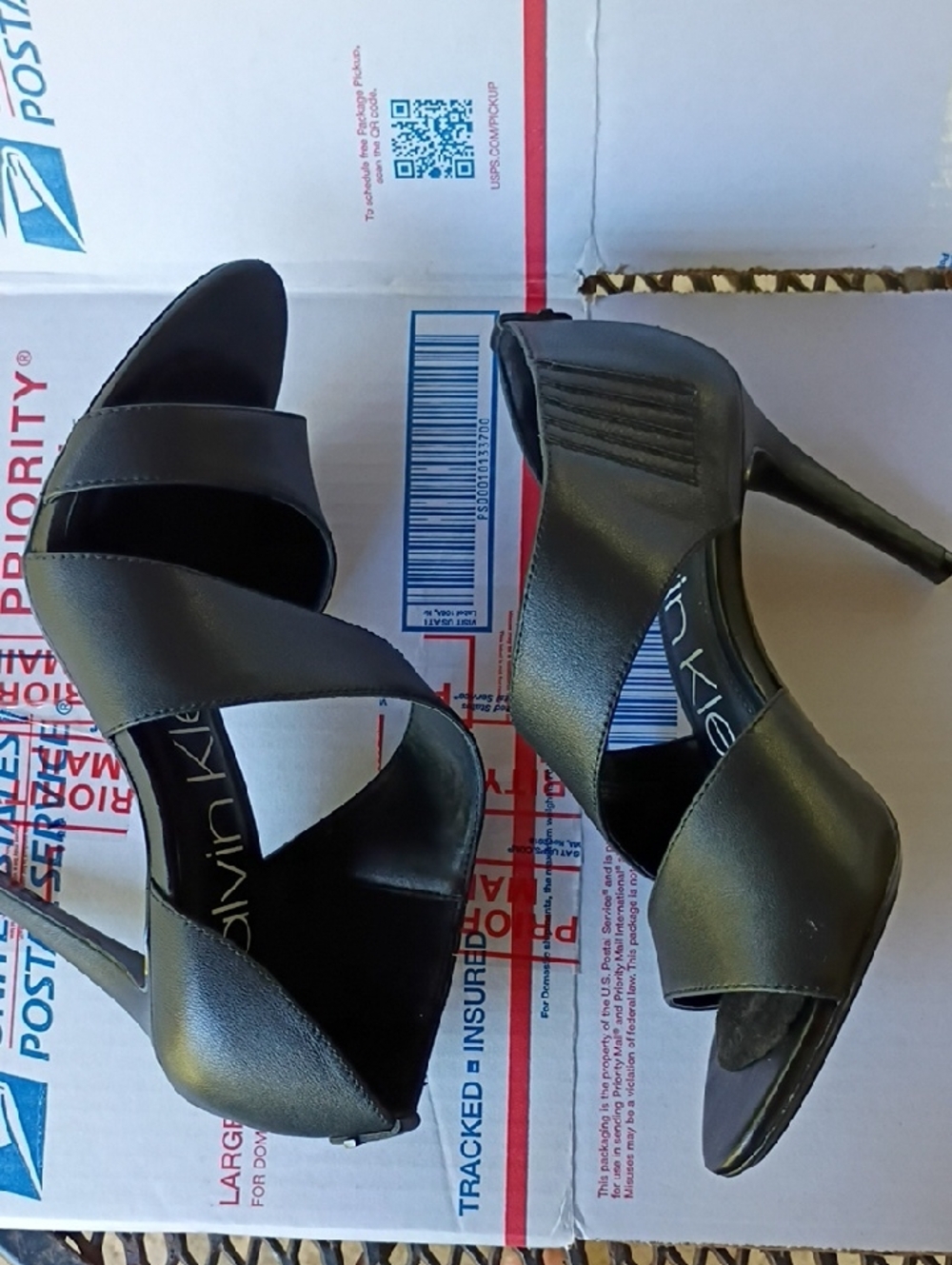 Calvin Klein Black Peep-Toe Stiletto Sandals - Picture 6 of 10